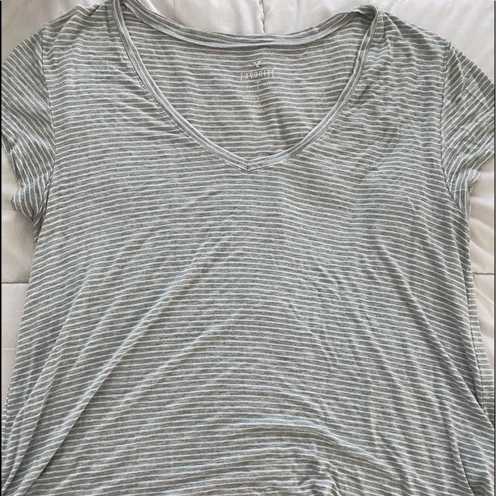 Grey and White Striped Top
